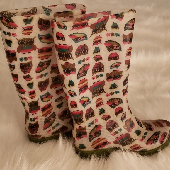 owl rain boots womens